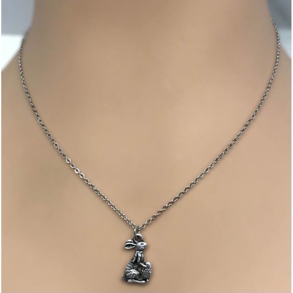 Petite Bunny Rabbit Silver Tone Necklace - Picture 2 of 6